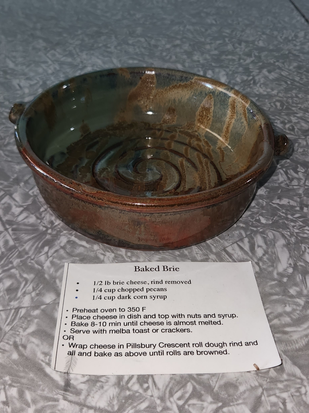 Source Unknown Glazed Ceramic Baking Dish in Brown and Green